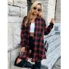 imageBlooming Jelly Womens Button Down Flannel Shirts Plaid Shacket Long Sleeve Collared Long Jacket CoatsBlackred Plaid