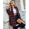 imageBlooming Jelly Womens Button Down Flannel Shirts Plaid Shacket Long Sleeve Collared Long Jacket CoatsBlackred Plaid