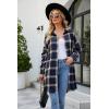 imageBlooming Jelly Womens Button Down Flannel Shirts Plaid Shacket Long Sleeve Collared Long Jacket CoatsBluebrown Plaid