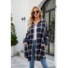 imageBlooming Jelly Womens Button Down Flannel Shirts Plaid Shacket Long Sleeve Collared Long Jacket CoatsBluebrown Plaid