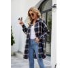 imageBlooming Jelly Womens Button Down Flannel Shirts Plaid Shacket Long Sleeve Collared Long Jacket CoatsBluebrown Plaid