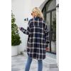 imageBlooming Jelly Womens Button Down Flannel Shirts Plaid Shacket Long Sleeve Collared Long Jacket CoatsBluebrown Plaid
