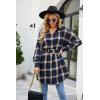 imageBlooming Jelly Womens Button Down Flannel Shirts Plaid Shacket Long Sleeve Collared Long Jacket CoatsBluebrown Plaid