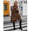 imageBlooming Jelly Womens Button Down Flannel Shirts Plaid Shacket Long Sleeve Collared Long Jacket CoatsBrown
