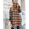 imageBlooming Jelly Womens Button Down Flannel Shirts Plaid Shacket Long Sleeve Collared Long Jacket CoatsBrown