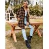 imageBlooming Jelly Womens Button Down Flannel Shirts Plaid Shacket Long Sleeve Collared Long Jacket CoatsBrown