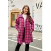 imageBlooming Jelly Womens Button Down Flannel Shirts Plaid Shacket Long Sleeve Collared Long Jacket CoatsHot Pink Plaid