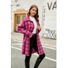 imageBlooming Jelly Womens Button Down Flannel Shirts Plaid Shacket Long Sleeve Collared Long Jacket CoatsHot Pink Plaid