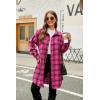 imageBlooming Jelly Womens Button Down Flannel Shirts Plaid Shacket Long Sleeve Collared Long Jacket CoatsHot Pink Plaid
