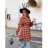 imageBlooming Jelly Womens Button Down Flannel Shirts Plaid Shacket Long Sleeve Collared Long Jacket CoatsOrange and Black Plaid