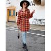 imageBlooming Jelly Womens Button Down Flannel Shirts Plaid Shacket Long Sleeve Collared Long Jacket CoatsOrange and Black Plaid
