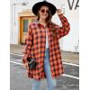 imageBlooming Jelly Womens Button Down Flannel Shirts Plaid Shacket Long Sleeve Collared Long Jacket CoatsOrange and Black Plaid