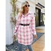 imageBlooming Jelly Womens Button Down Flannel Shirts Plaid Shacket Long Sleeve Collared Long Jacket CoatsPink Plaid