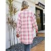 imageBlooming Jelly Womens Button Down Flannel Shirts Plaid Shacket Long Sleeve Collared Long Jacket CoatsPink Plaid