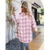 imageBlooming Jelly Womens Button Down Flannel Shirts Plaid Shacket Long Sleeve Collared Long Jacket CoatsPink Plaid