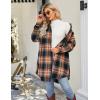 imageBlooming Jelly Womens Button Down Flannel Shirts Plaid Shacket Long Sleeve Collared Long Jacket CoatsSandy Brown and Black Plaid