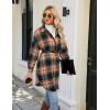 imageBlooming Jelly Womens Button Down Flannel Shirts Plaid Shacket Long Sleeve Collared Long Jacket CoatsSandy Brown and Black Plaid