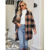 imageBlooming Jelly Womens Button Down Flannel Shirts Plaid Shacket Long Sleeve Collared Long Jacket CoatsSandy Brown and Black Plaid