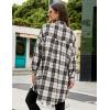imageBlooming Jelly Womens Button Down Flannel Shirts Plaid Shacket Long Sleeve Collared Long Jacket CoatsWhite Plaid