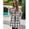 imageBlooming Jelly Womens Button Down Flannel Shirts Plaid Shacket Long Sleeve Collared Long Jacket CoatsWhite Plaid