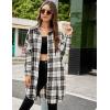 imageBlooming Jelly Womens Button Down Flannel Shirts Plaid Shacket Long Sleeve Collared Long Jacket CoatsWhite Plaid