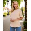 imageBlooming Jelly Womens Dressy Casual Blouses Short Sleeve Waffle Knit Pleated Business Tops Ladies Summer Trendy Work ShirtsApricot