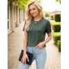 imageBlooming Jelly Womens Dressy Casual Blouses Short Sleeve Waffle Knit Pleated Business Tops Ladies Summer Trendy Work ShirtsArmy Green