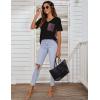 imageBlooming Jelly Womens Leopard Print Tops Loose V Neck Shirts Short Sleeve Blouses with PocketBlack  Deep Purple