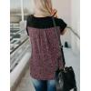 imageBlooming Jelly Womens Leopard Print Tops Loose V Neck Shirts Short Sleeve Blouses with PocketBlack  Deep Purple