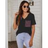 imageBlooming Jelly Womens Leopard Print Tops Loose V Neck Shirts Short Sleeve Blouses with PocketBlack  Deep Purple