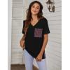 imageBlooming Jelly Womens Leopard Print Tops Loose V Neck Shirts Short Sleeve Blouses with PocketBlack  Deep Purple