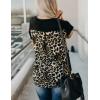 imageBlooming Jelly Womens Leopard Print Tops Loose V Neck Shirts Short Sleeve Blouses with PocketBlack