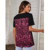 imageBlooming Jelly Womens Leopard Print Tops Loose V Neck Shirts Short Sleeve Blouses with PocketPink Leopard