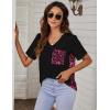 imageBlooming Jelly Womens Leopard Print Tops Loose V Neck Shirts Short Sleeve Blouses with PocketPink Leopard