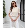 imageBlooming Jelly Womens Short Sleeve Blouse Business Casual Dressy Tops Ribbed Summer Stylish Work ShirtsApricot