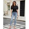 imageBlooming Jelly Womens Short Sleeve Blouse Business Casual Dressy Tops Ribbed Summer Stylish Work ShirtsBlack