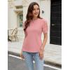 imageBlooming Jelly Womens Short Sleeve Blouse Business Casual Dressy Tops Ribbed Summer Stylish Work ShirtsCoral Red
