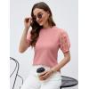 imageBlooming Jelly Womens Short Sleeve Blouse Business Casual Dressy Tops Ribbed Summer Stylish Work ShirtsCoral Red