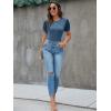 imageBlooming Jelly Womens Short Sleeve Blouse Business Casual Dressy Tops Ribbed Summer Stylish Work ShirtsMarine Blue