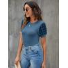 imageBlooming Jelly Womens Short Sleeve Blouse Business Casual Dressy Tops Ribbed Summer Stylish Work ShirtsMarine Blue
