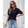 imageBlooming Jelly Womens Short Sleeve Blouse Business Casual Dressy Tops Ribbed Summer Stylish Work ShirtsNavy Blue