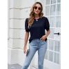 imageBlooming Jelly Womens Short Sleeve Blouse Business Casual Dressy Tops Ribbed Summer Stylish Work ShirtsNavy Blue