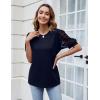 imageBlooming Jelly Womens Short Sleeve Blouse Business Casual Dressy Tops Ribbed Summer Stylish Work ShirtsNavy Blue