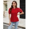 imageBlooming Jelly Womens Short Sleeve Blouse Business Casual Dressy Tops Ribbed Summer Stylish Work ShirtsRed