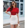 imageBlooming Jelly Womens Short Sleeve Blouse Business Casual Dressy Tops Ribbed Summer Stylish Work ShirtsRed