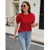 imageBlooming Jelly Womens Short Sleeve Blouse Business Casual Dressy Tops Ribbed Summer Stylish Work ShirtsRed