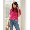 imageBlooming Jelly Womens Short Sleeve Blouse Business Casual Dressy Tops Ribbed Summer Stylish Work ShirtsRose Red