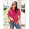 imageBlooming Jelly Womens Short Sleeve Blouse Business Casual Dressy Tops Ribbed Summer Stylish Work ShirtsRose Red