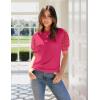 imageBlooming Jelly Womens Short Sleeve Blouse Business Casual Dressy Tops Ribbed Summer Stylish Work ShirtsRose Red