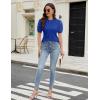 imageBlooming Jelly Womens Short Sleeve Blouse Business Casual Dressy Tops Ribbed Summer Stylish Work ShirtsRoyal Blue